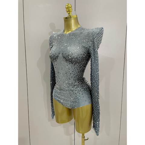 CRYSTALIZE Long Sleeve Stretch Bodysuit