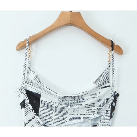 ILLUSION Asymmetrical Newspaper Dress