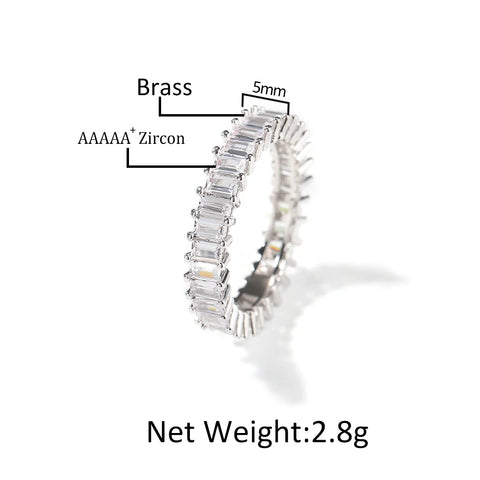 Jewelry ring with labeled components and net weight on a white background