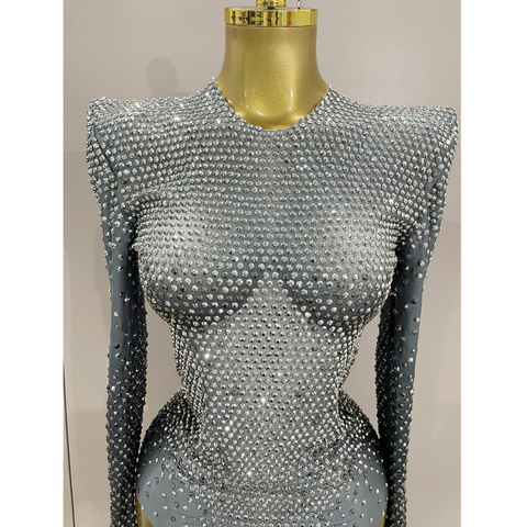 CRYSTALIZE Long Sleeve Stretch Bodysuit