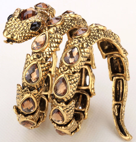 SERPENT Coil Crystal Arm Cuff