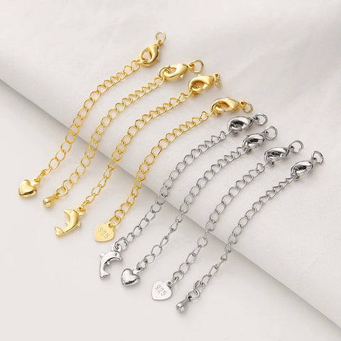 GOLD PLATED EXTENSION CHAINS – 5pc Charm Set with Lobster Clasps