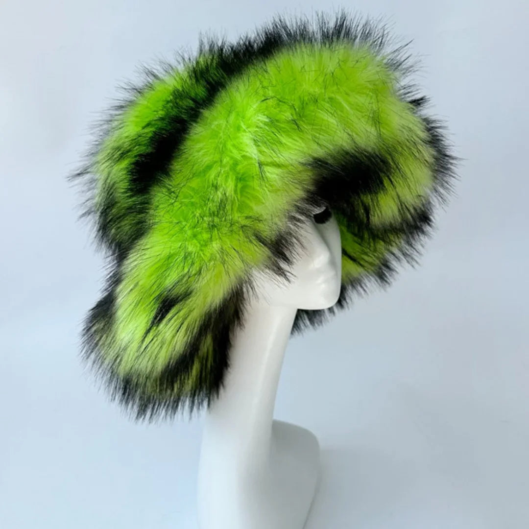 ALTA Faux Fur Bucket Hat-hat-SAINT CHIC-Green-SAINT CHIC