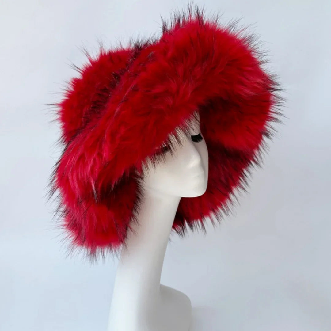 ALTA Faux Fur Bucket Hat-hat-SAINT CHIC-Red-SAINT CHIC