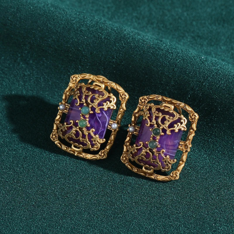 AMETHYST Stone Stud Earrings Main image