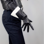 AVENUE Leather Glove-glove-SAINT CHIC-Black / White-SAINT CHIC