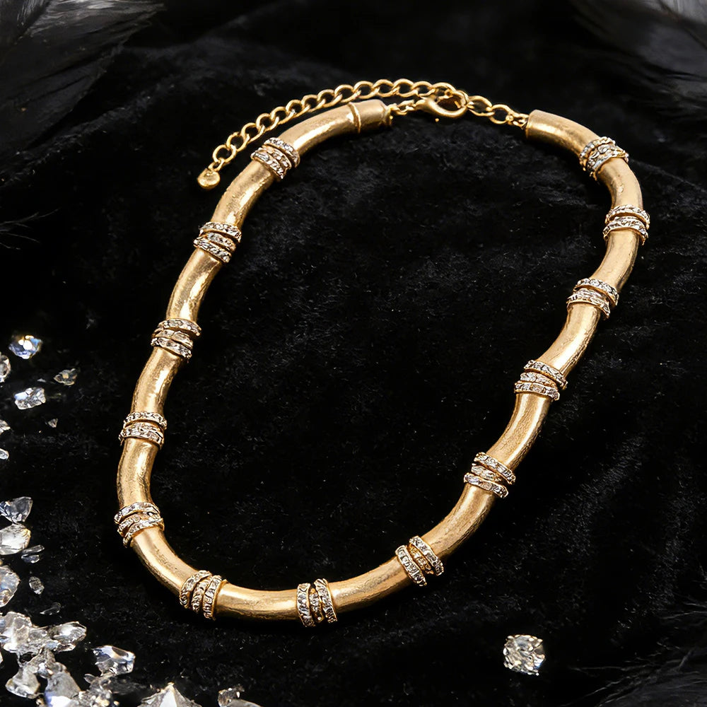 BAMBOO Crystal Link Choker-necklace-SAINT CHIC-Black-SAINT CHIC