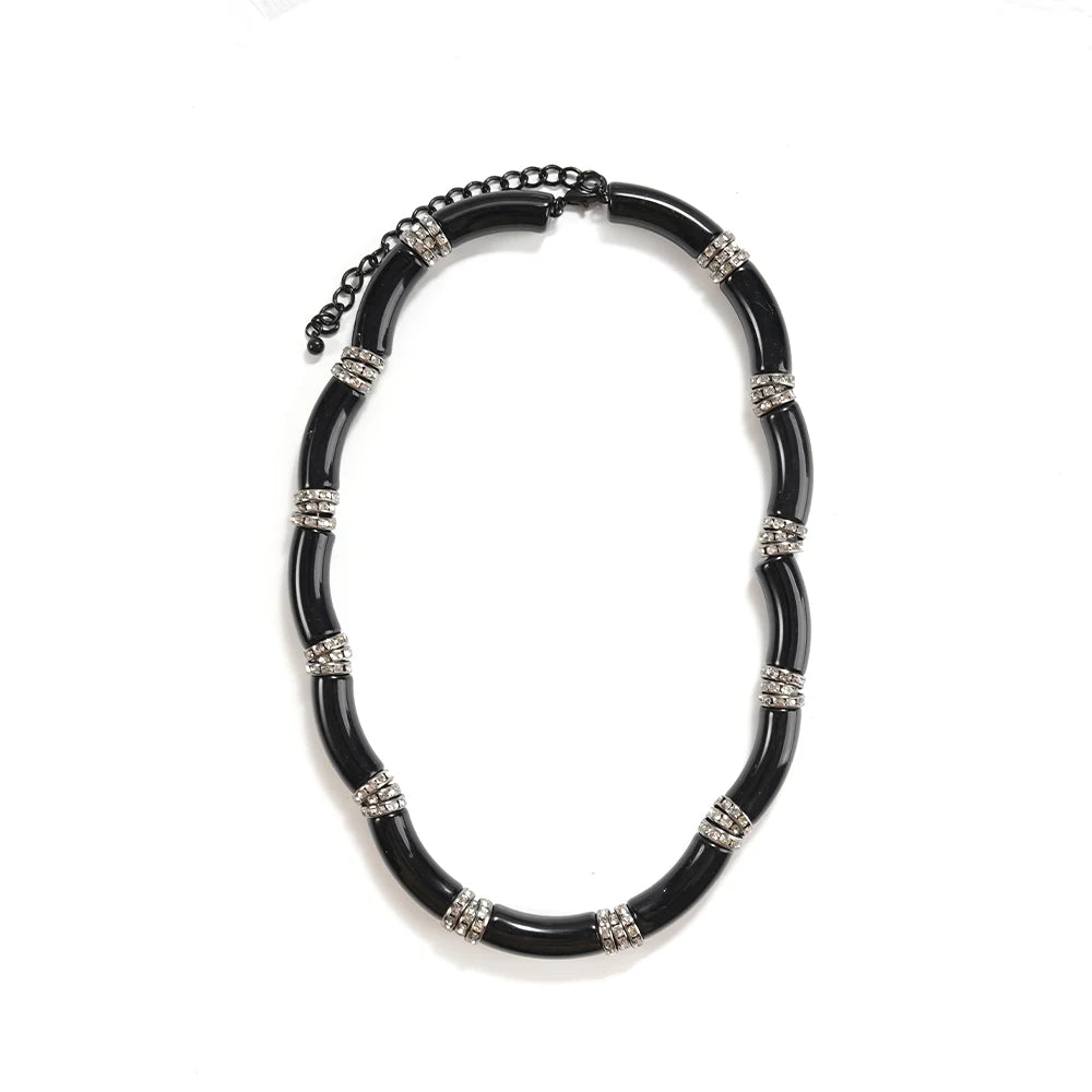 BAMBOO Crystal Link Choker-necklace-SAINT CHIC-Black-SAINT CHIC