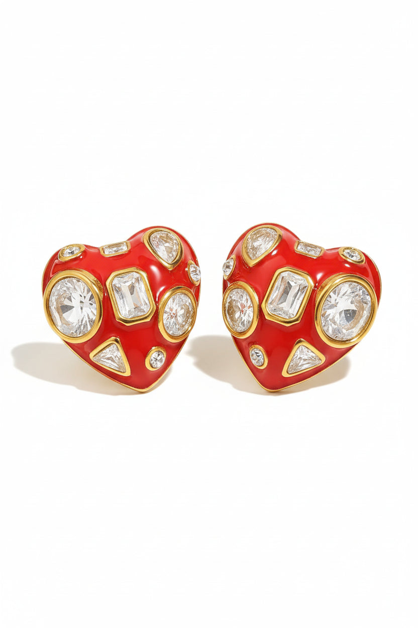 CONFETTI Stud Earrings-earring-SAINT CHIC-Red Heart-SAINT CHIC