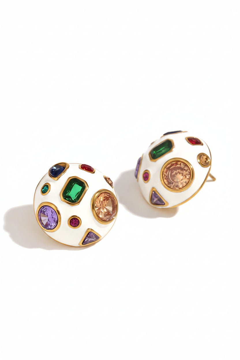 CONFETTI Stud Earrings-earring-SAINT CHIC-White Dome-SAINT CHIC