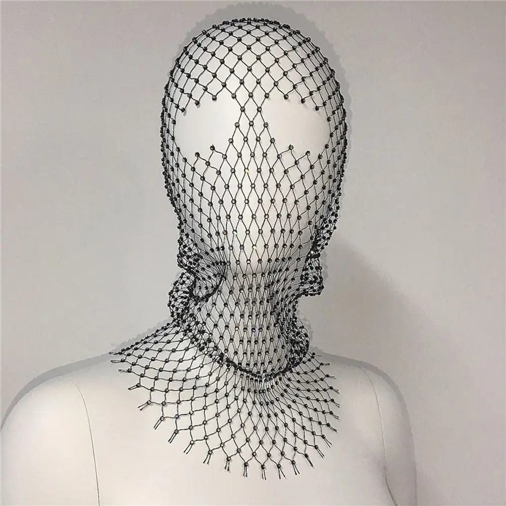 COVR Rhinestone Mesh Hood – Avant-Garde Statement-Hat-SAINT CHIC-Black-SAINT CHIC