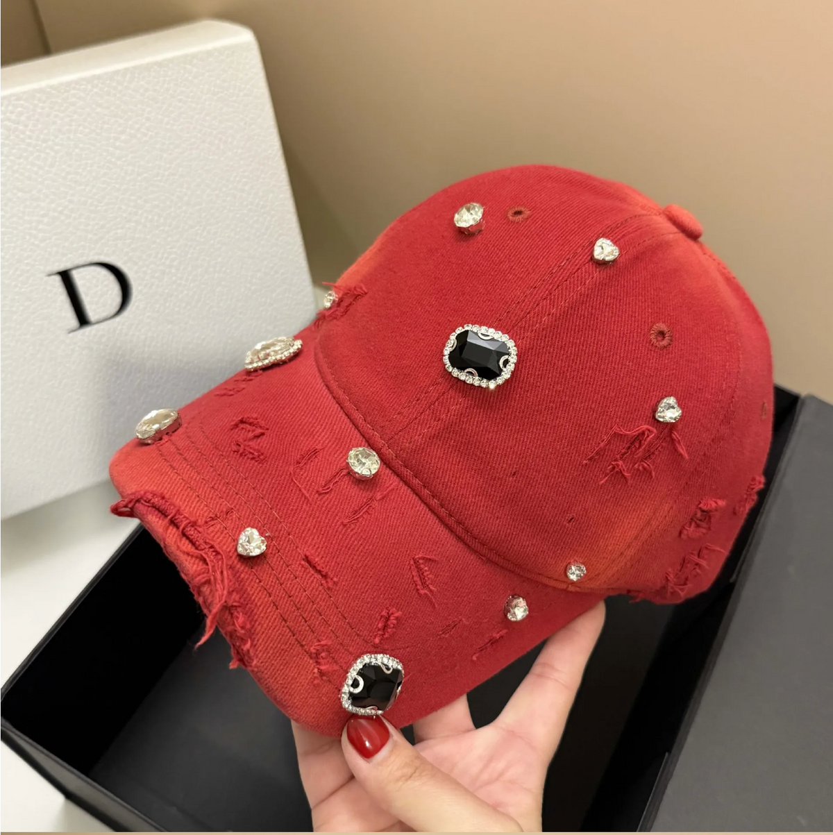 DIAMANTÉ Baseball Cap-hat-saint chic-Black-SAINT CHIC