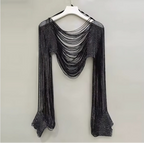 DIAMONDA Chainmail Shawl Top-body jewelry-SAINT CHIC-Black-SAINT CHIC