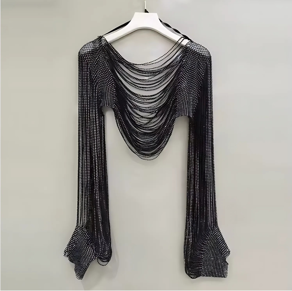 DIAMONDA Chainmail Shawl Top-body jewelry-SAINT CHIC-Black-SAINT CHIC