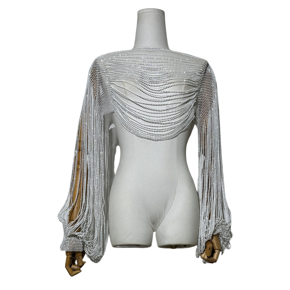DIAMONDA Chainmail Shawl Top-body jewelry-SAINT CHIC-White-SAINT CHIC