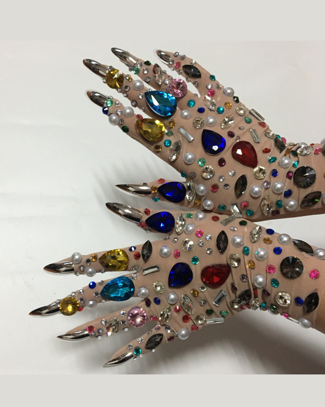 DISCO Rhinestone Gloves-Gloves-SAINT CHIC-Nude-S-SAINT CHIC