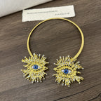 EVIL EYE SUNBURST CHOKER – Gold Crystal Collar Necklace-Necklace-SAINT CHIC-SAINT CHIC