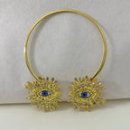 EVIL EYE SUNBURST CHOKER – Gold Crystal Collar Necklace-Necklace-SAINT CHIC-SAINT CHIC