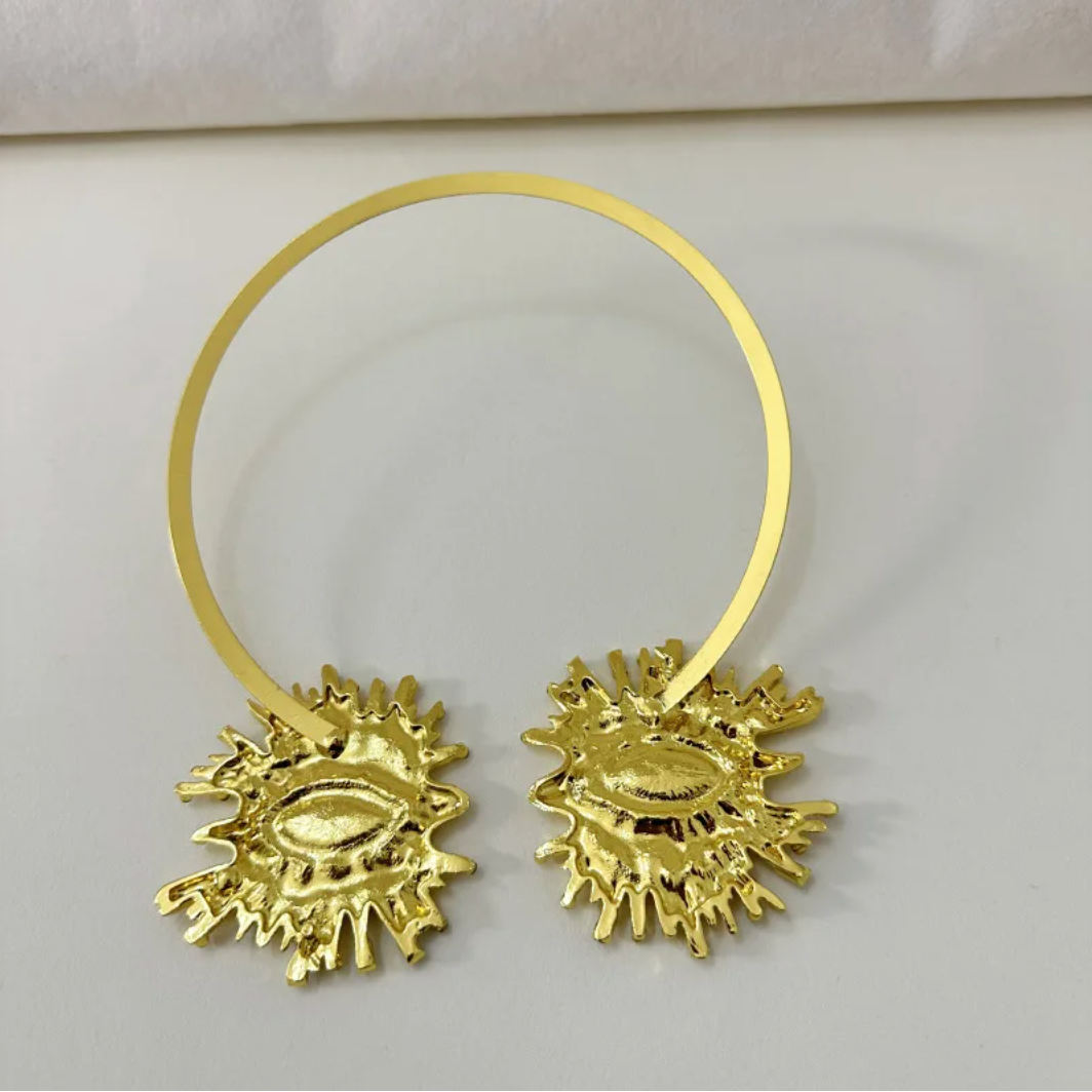 EVIL EYE SUNBURST CHOKER – Gold Crystal Collar Necklace-Necklace-SAINT CHIC-SAINT CHIC