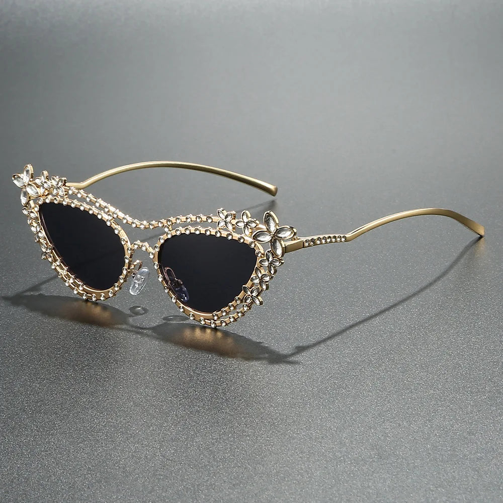 FLEUR Diamond Cat Eye Sunglasses-Sunglasses-SAINT CHIC-Champagne-SAINT CHIC