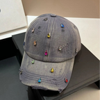 GEM DROP Baseball Cap-hat-SAINT CHIC-Gray-SAINT CHIC