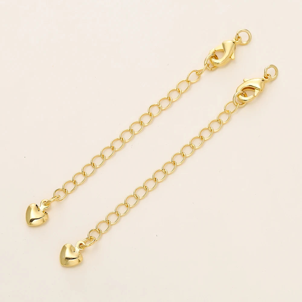 GOLD PLATED EXTENSION CHAINS – 5pc Charm Set with Lobster Clasps-Jewelry-SAINT CHIC-18k Gold Hearts-5 Chains-SAINT CHIC