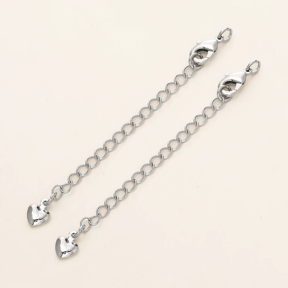 GOLD PLATED EXTENSION CHAINS – 5pc Charm Set with Lobster Clasps-Jewelry-SAINT CHIC-Platinum Hearts-5 Chains-SAINT CHIC