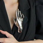 HANDS Sculptural Brooch-brooch-SAINT CHIC-SIlver Hand-SAINT CHIC