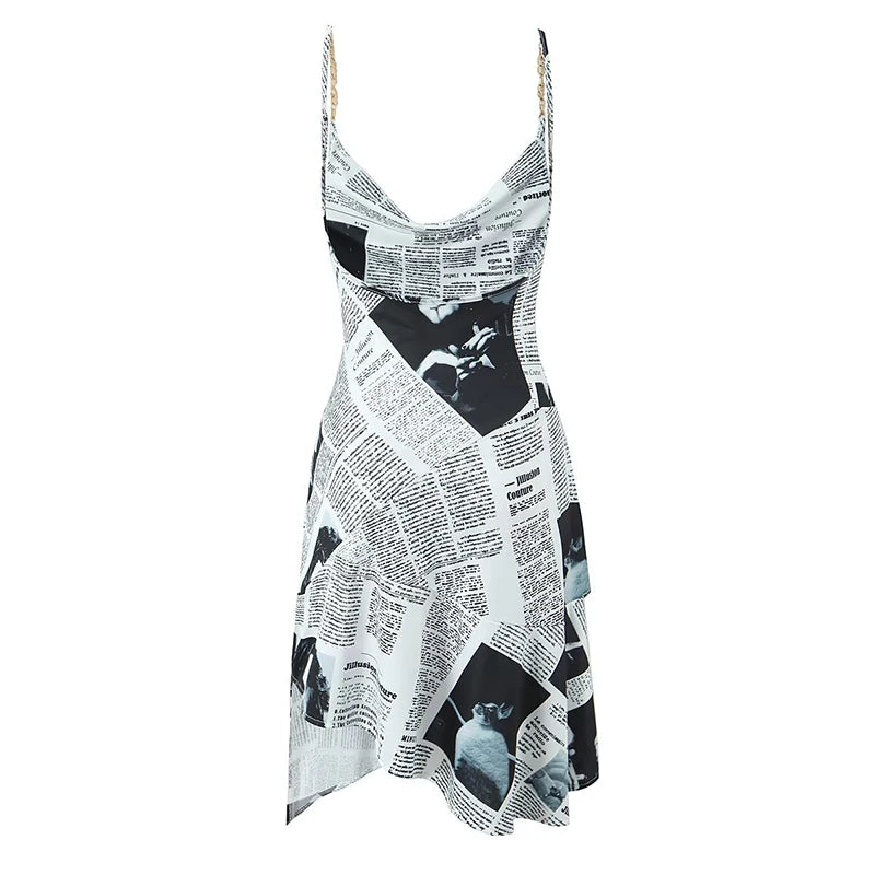 ILLUSION Newspaper Dress-dress-SAINT CHIC-24 Inches-SAINT CHIC