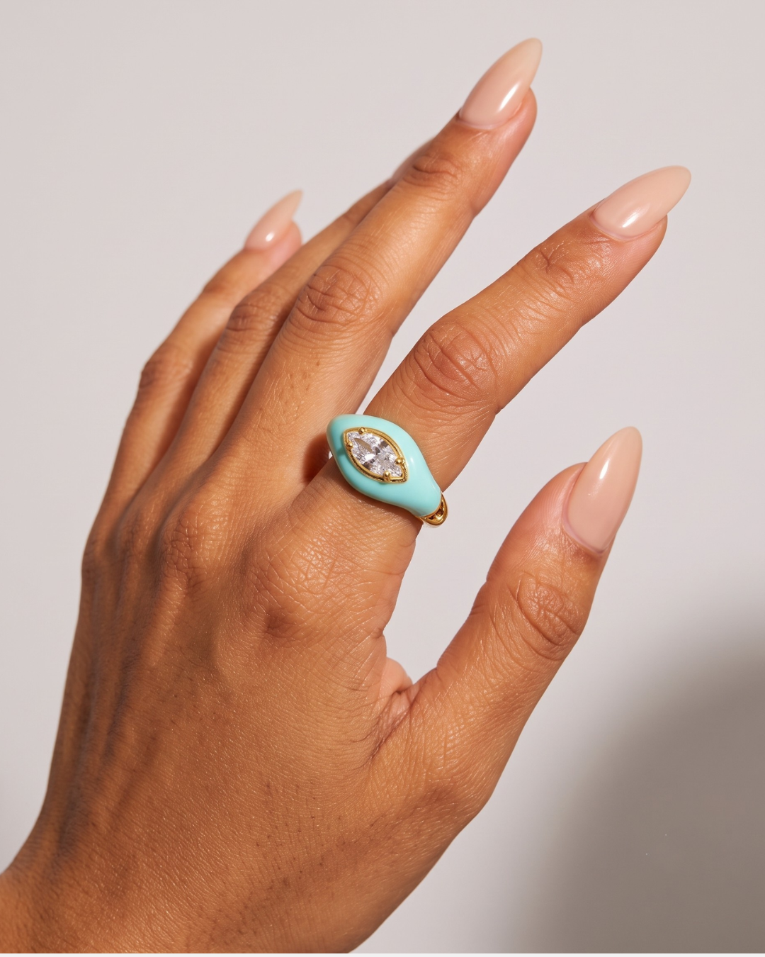 MARQUISE Enamel CZ Ring-Ring-SAINT CHIC-Blue Enamel-SAINT CHIC