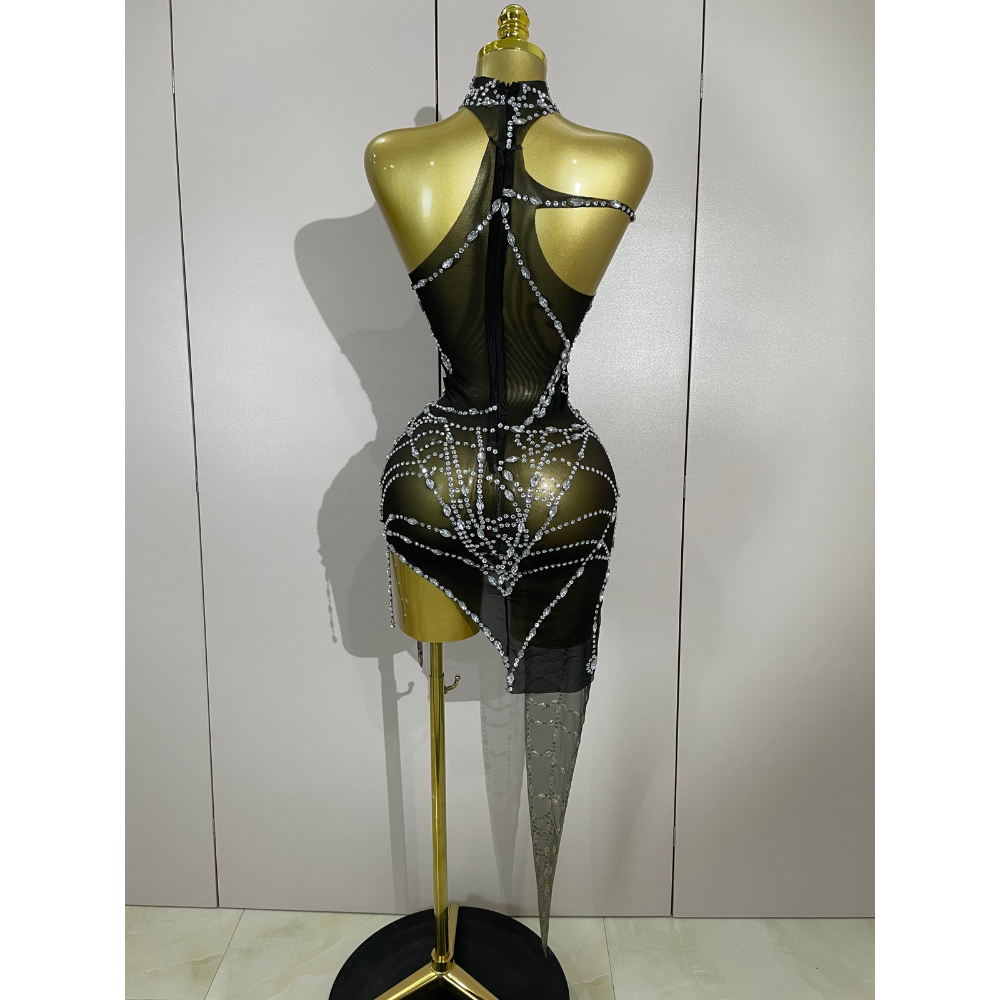 NIGHTFALL WEB Mini Dress-dress-SANT CHIC-S-Black-SAINT CHIC