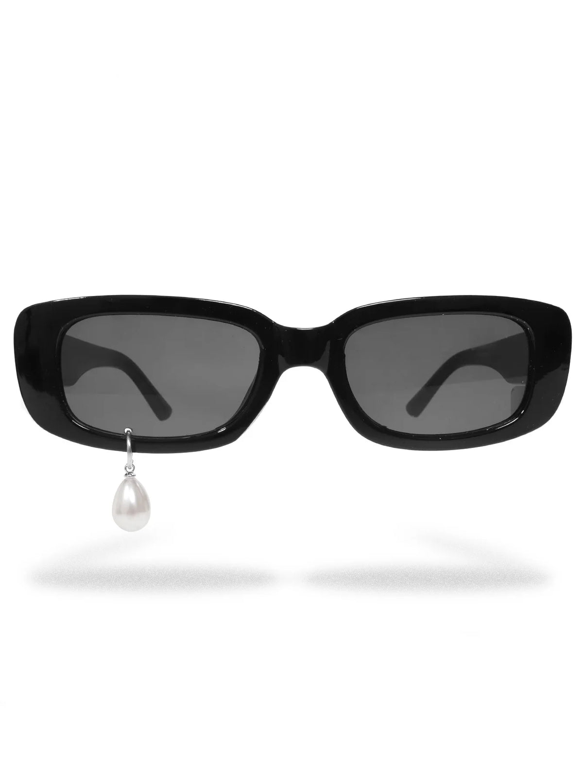 PEARL DROP Shades-sunglasses-SAINT CHIC-Black Rectangle One Pearl-SAINT CHIC