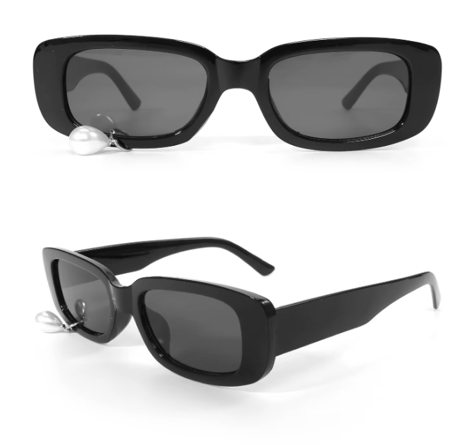 PEARL DROP Shades-sunglasses-SAINT CHIC-Black Rectangle Swirl Pearl-SAINT CHIC