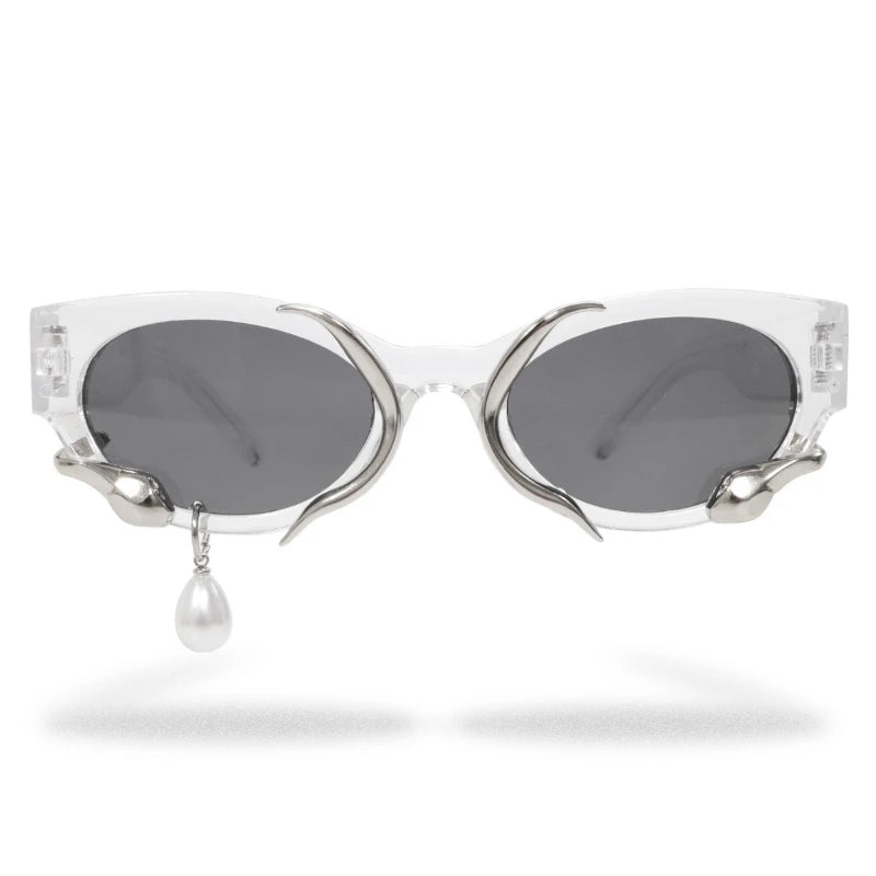 PEARL DROP Shades-sunglasses-SAINT CHIC-Black Rectangle Swirl Pearl-SAINT CHIC