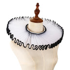 PLEAT DRAMA Mesh Ruffle Collar-Collar-SAINT CHIC-White / Black Trim-SAINT CHIC