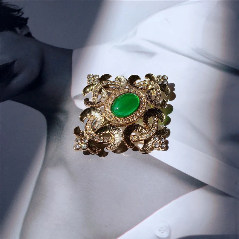 REGALIA Gemstone Brooch-Brooch-SAINT CHIC-Emerald Swirl-SAINT CHIC