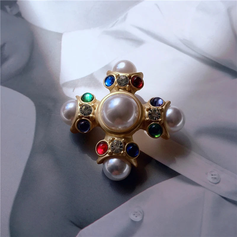 REGALIA Gemstone Brooch-Brooch-SAINT CHIC-Pearl Compass-SAINT CHIC