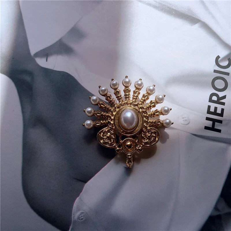 REGALIA Gemstone Brooch-Brooch-SAINT CHIC-Pearl Sunburst-SAINT CHIC