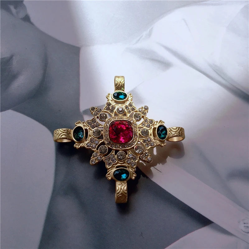 REGALIA Gemstone Brooch-Brooch-SAINT CHIC-Ruby Pendant Cross-SAINT CHIC