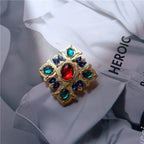 REGALIA Gemstone Brooch-Brooch-SAINT CHIC-Teal/Blue/Red Cross Pendant-SAINT CHIC