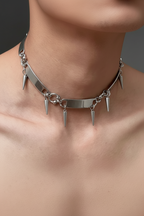 RIVETED Steel Spike Choker Necklace-SAINT CHIC-SAINT CHIC
