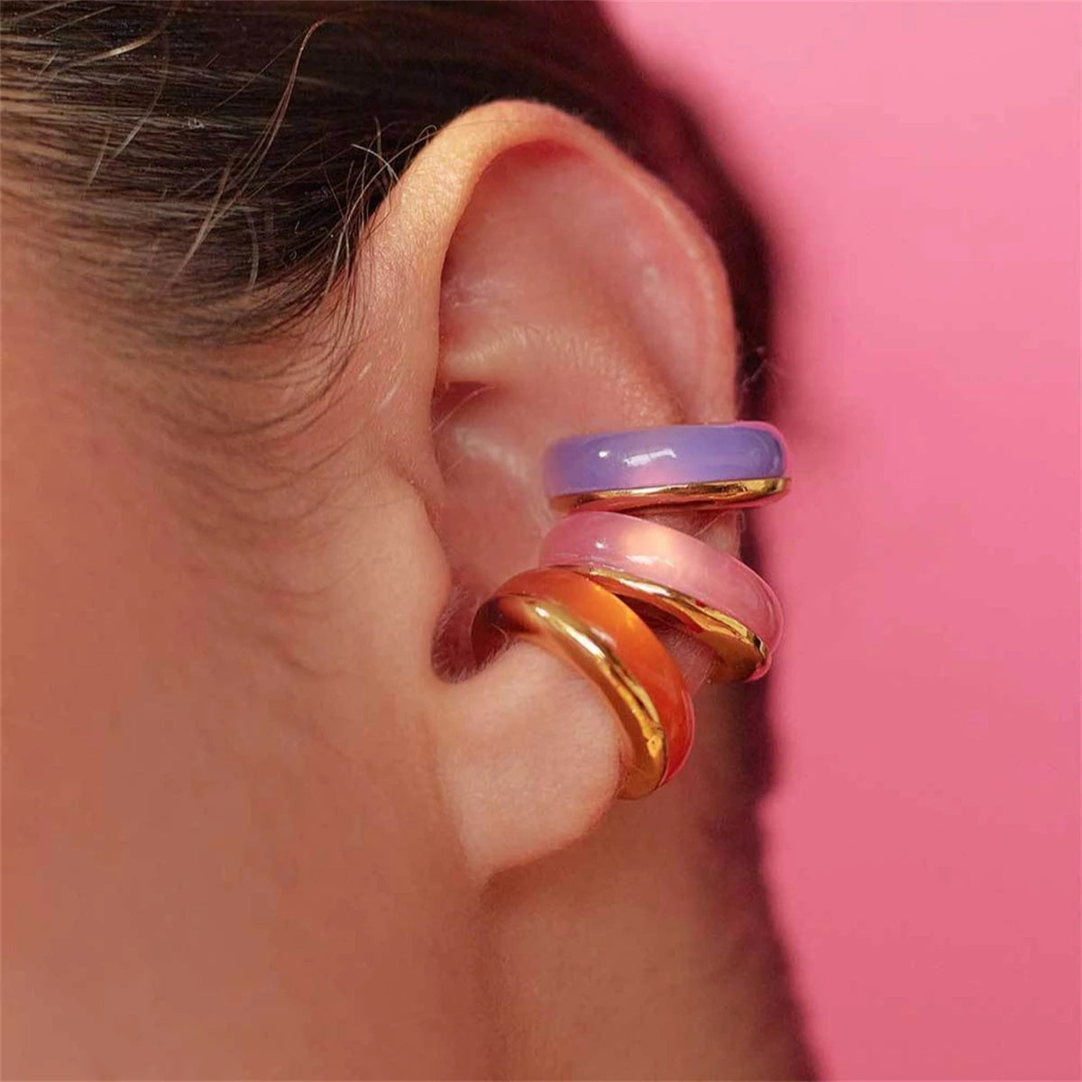 ROUGE Enamel Hoop Clips-Hoop-SAINT CHIC-Purple-SAINT CHIC Main image