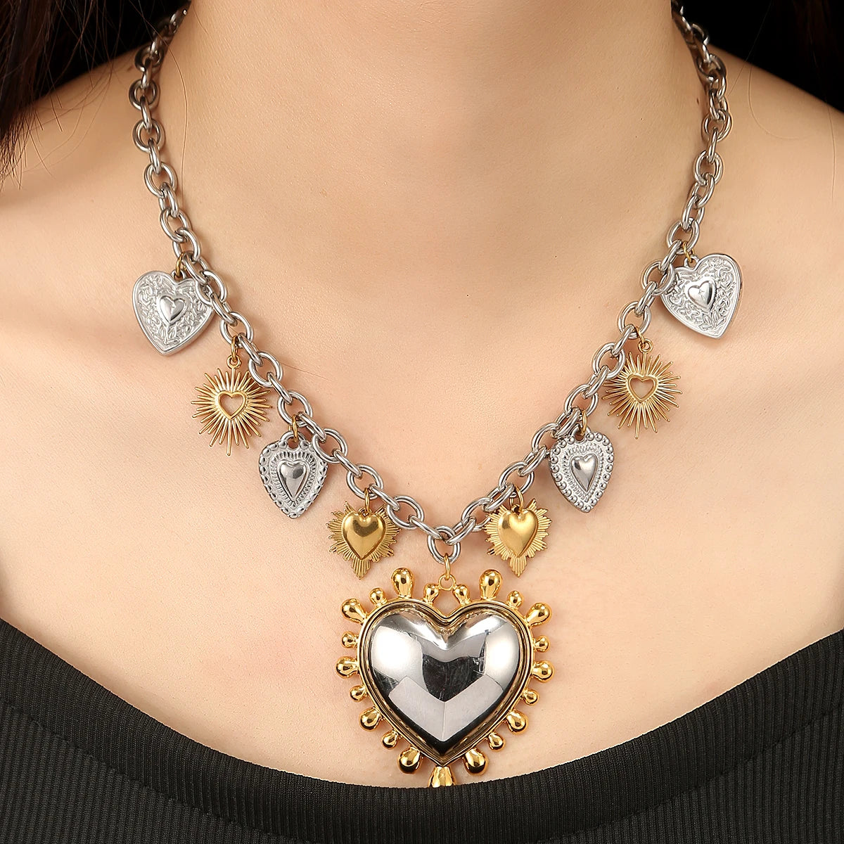 SACRÉ Heart Charm Necklace-Necklace-SAINT CHIC-Gold-SAINT CHIC