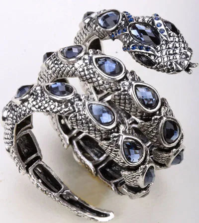 SERPENT Coil Crystal Arm Cuff-Bracelet-SAINT CHIC-Dark Blue-SAINT CHIC