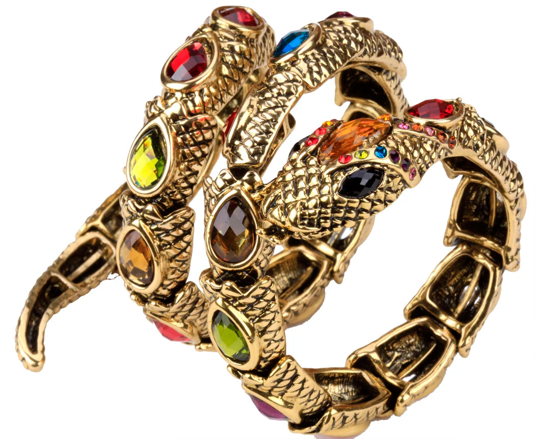 SERPENT Coil Crystal Arm Cuff-Bracelet-SAINT CHIC-Gold Multi-SAINT CHIC