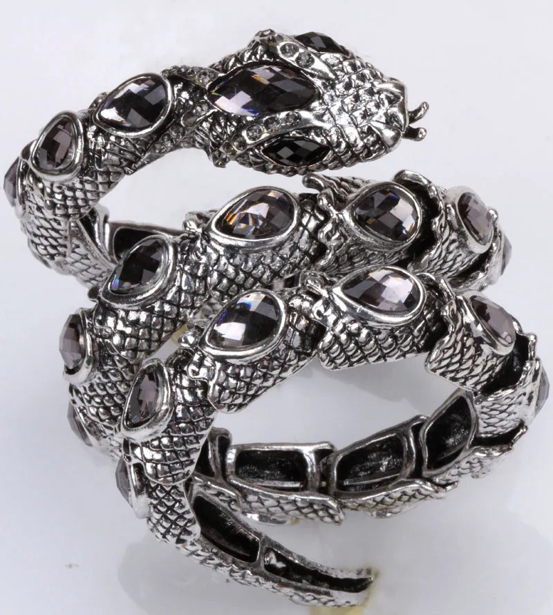 SERPENT Coil Crystal Arm Cuff-Bracelet-SAINT CHIC-Gray-SAINT CHIC