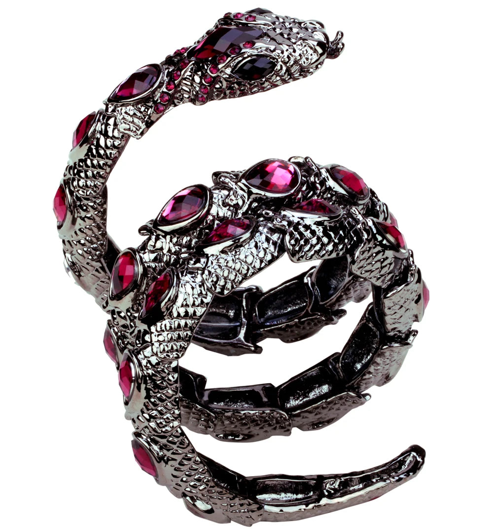 SERPENT Coil Crystal Arm Cuff-Bracelet-SAINT CHIC-Gray/ Purple-SAINT CHIC