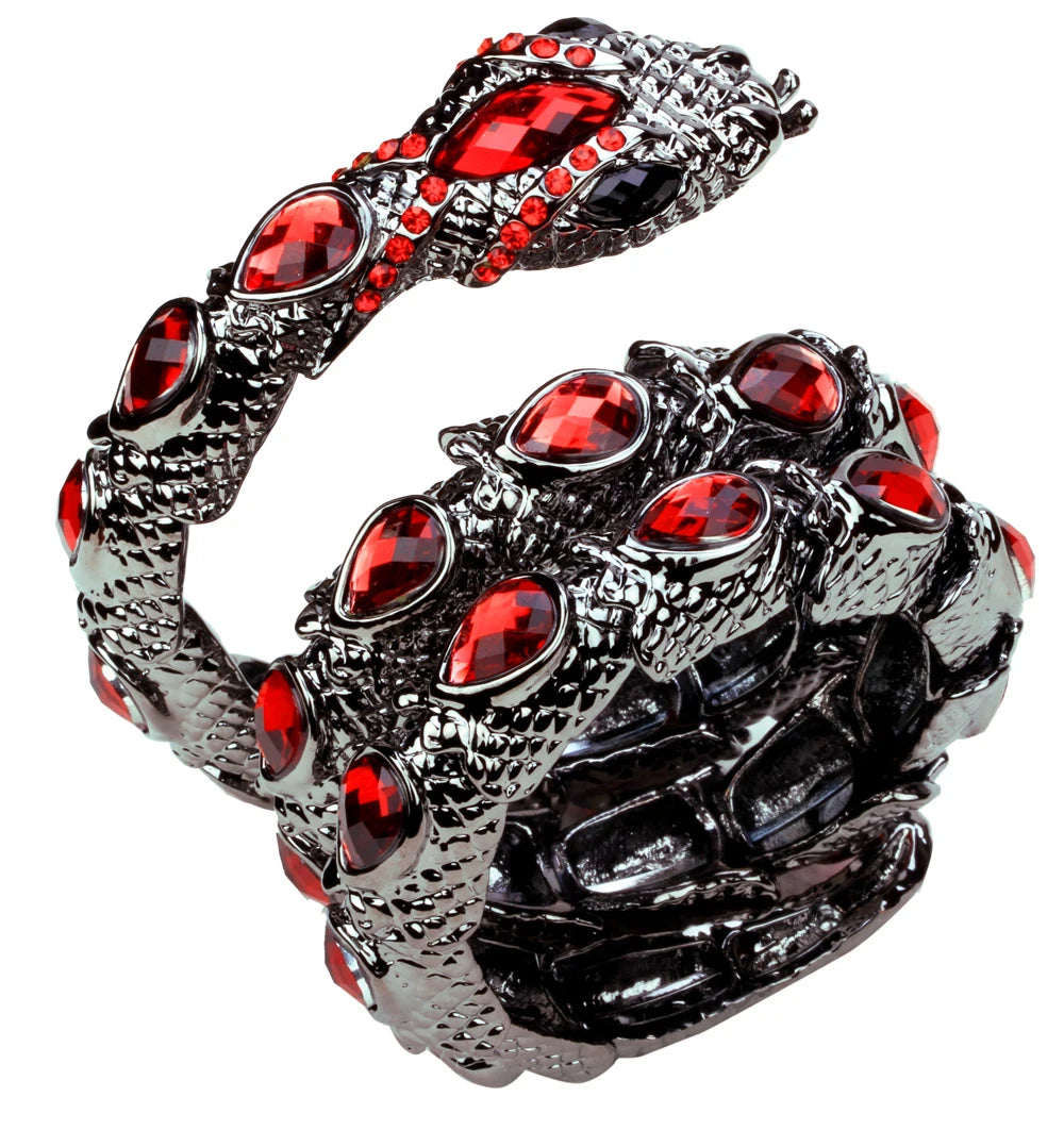 SERPENT Coil Crystal Arm Cuff-Bracelet-SAINT CHIC-Gray / Red-SAINT CHIC