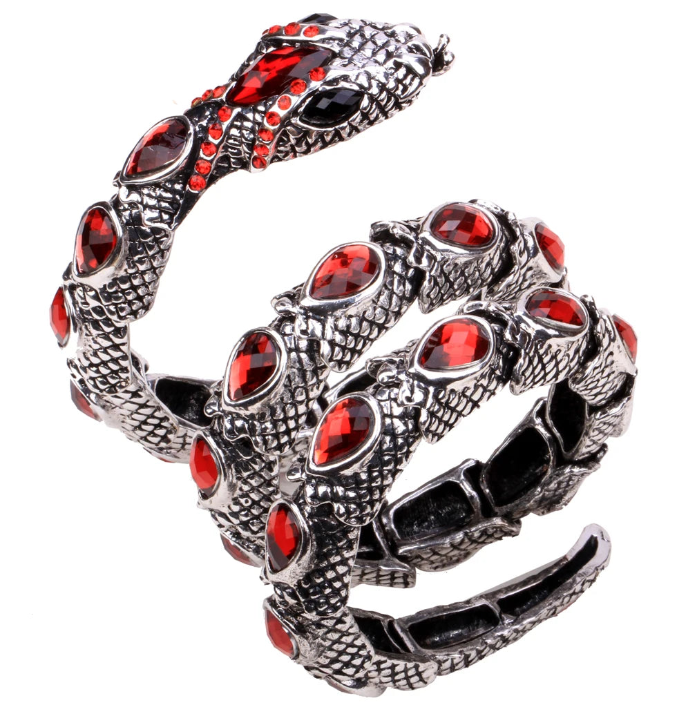 SERPENT Coil Crystal Arm Cuff-Bracelet-SAINT CHIC-Red-SAINT CHIC
