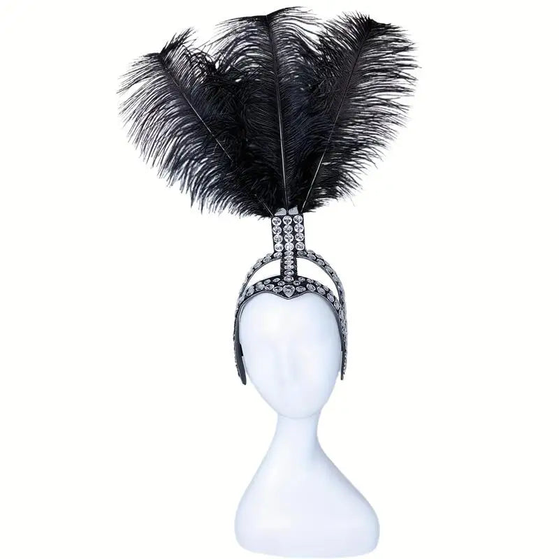 SHOWGIRL Ostrich Feather Headdress-Hair Accessory-SAINT CHIC-Black-SAINT CHIC
